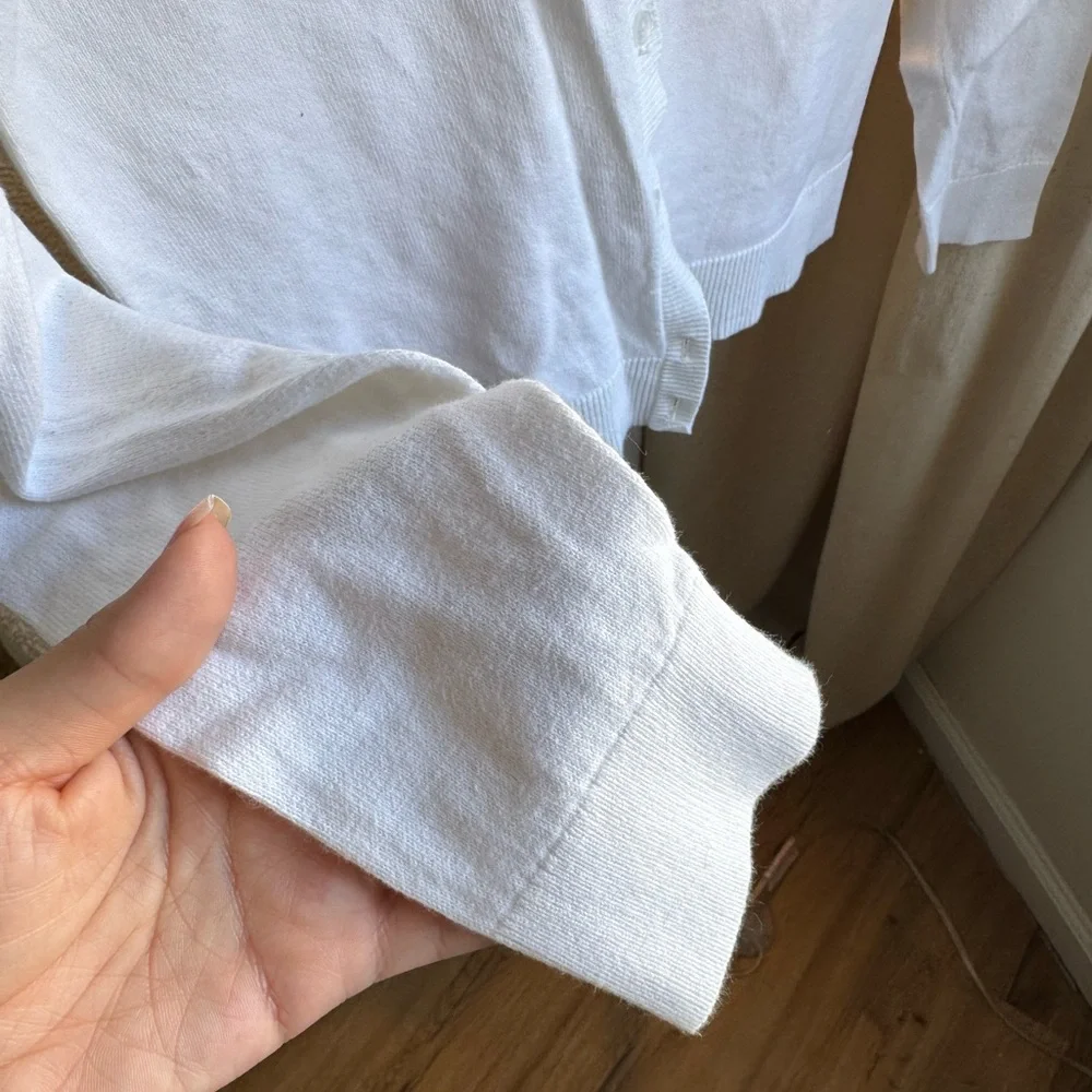 Lands' End White Button-Up Cardigan - Picture 4 of 6